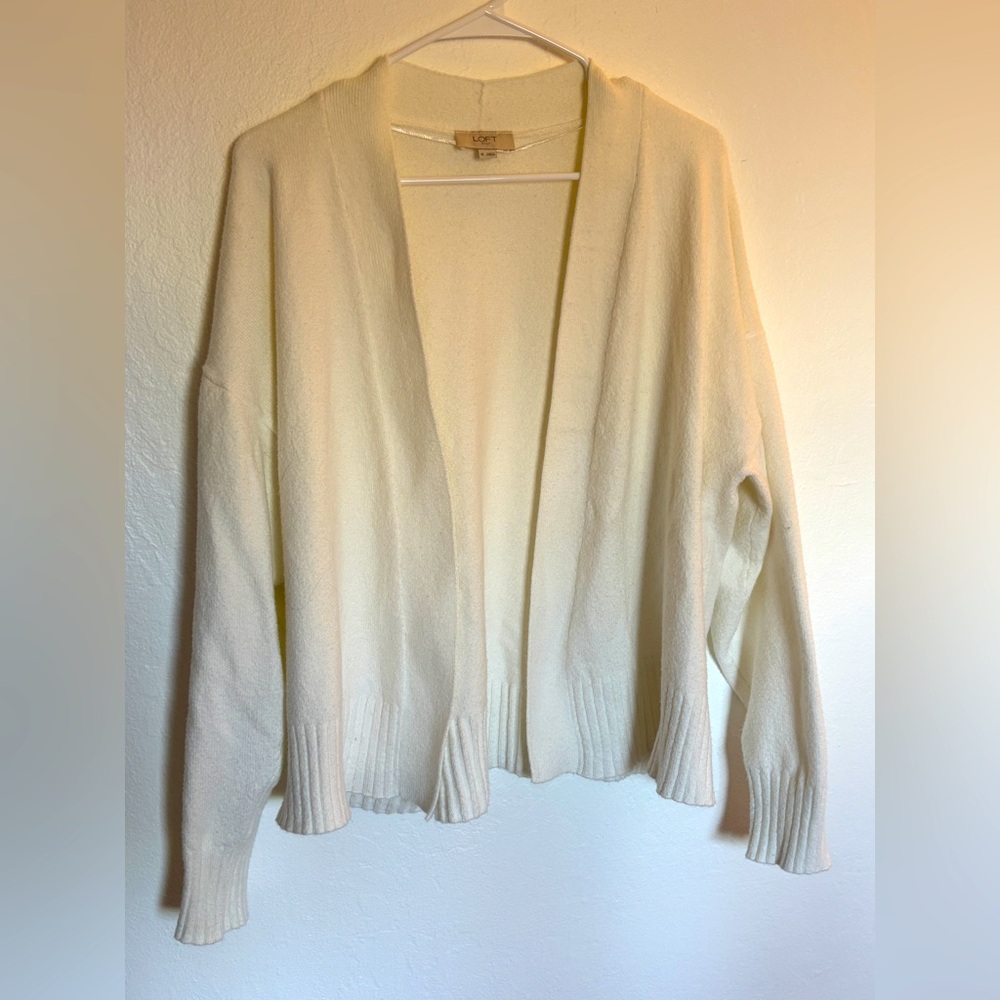 LOFT Outlet Cream Open Front Cardigan - Size XL